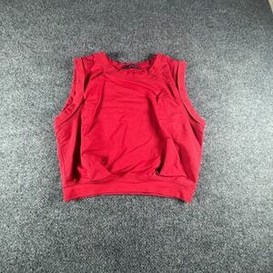 Arrive Guide Cropped Tank Top Women Small Red Cotton Stretch Round Neck Pullover